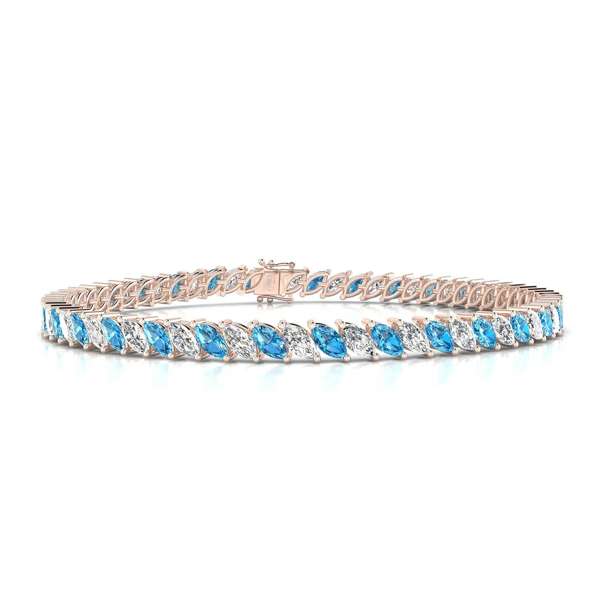 Nile 1-1 | 18k Rose Gold 5 x 2.5 mm Marquise Natural Topaz Tennis Bracelet