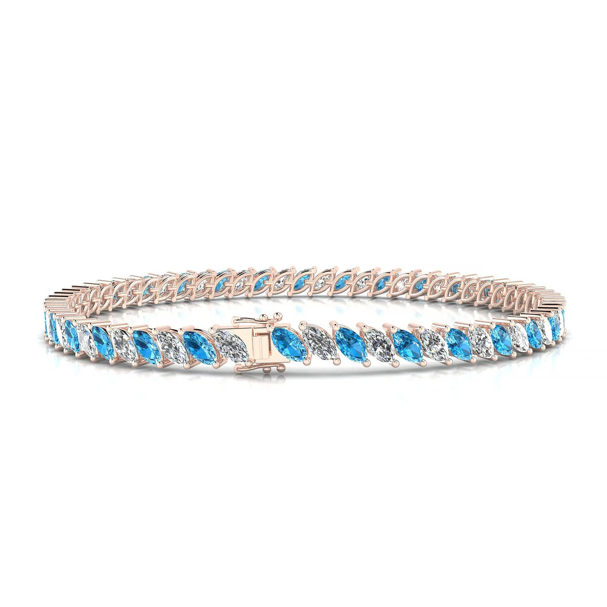 Nile 1-1 | 18k Rose Gold 5 x 2.5 mm Marquise Natural Topaz Tennis Bracelet
