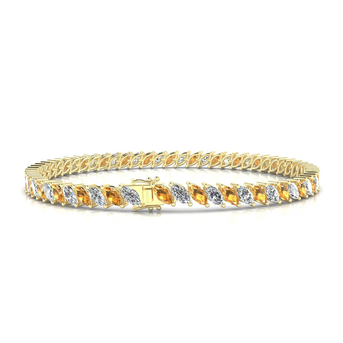 Nile 1-1 | 18k Yellow Gold 5 x 2.5 mm Marquise Natural Citrine Tennis Bracelet