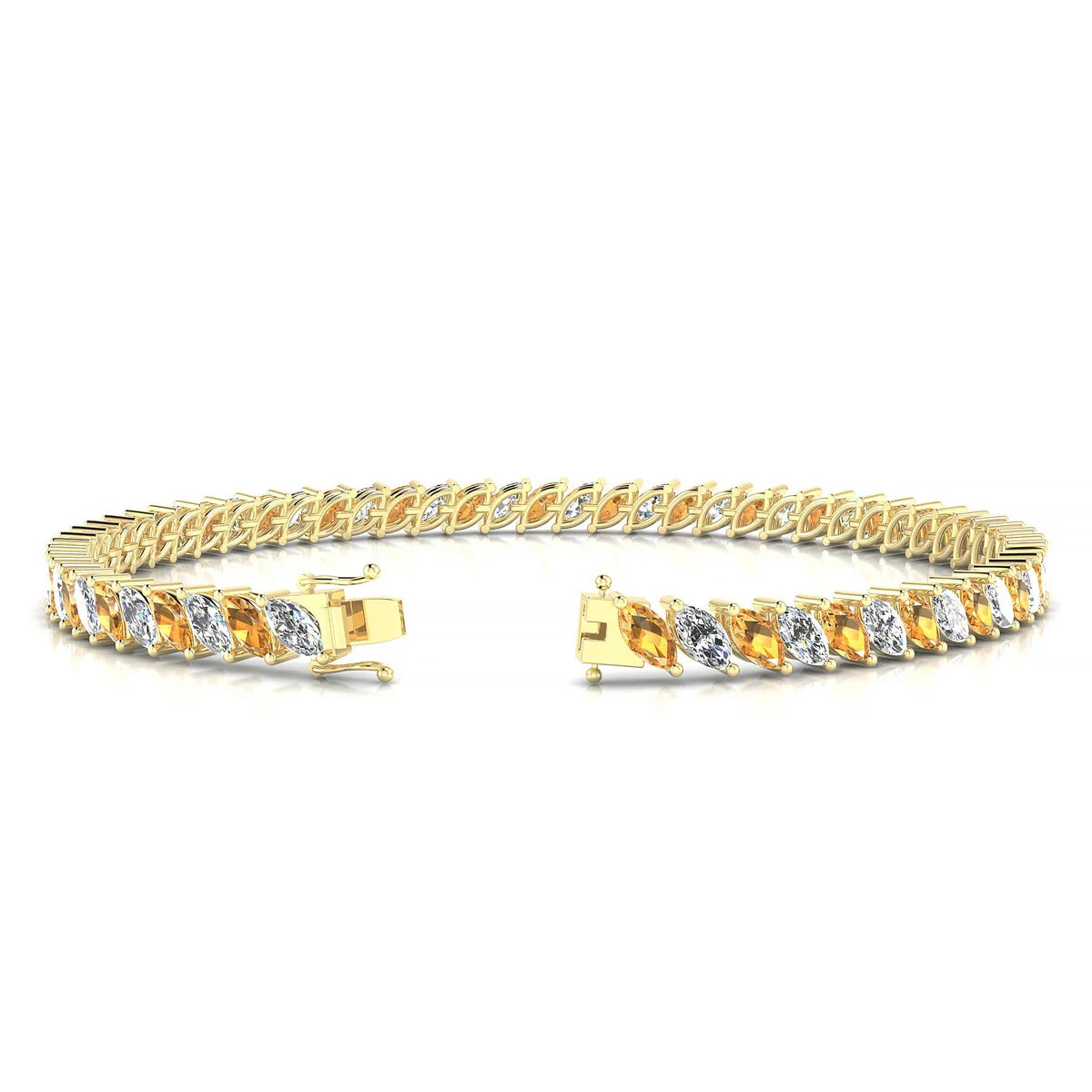 Nile 1-1 | 18k Yellow Gold 5 x 2.5 mm Marquise Natural Citrine Tennis Bracelet
