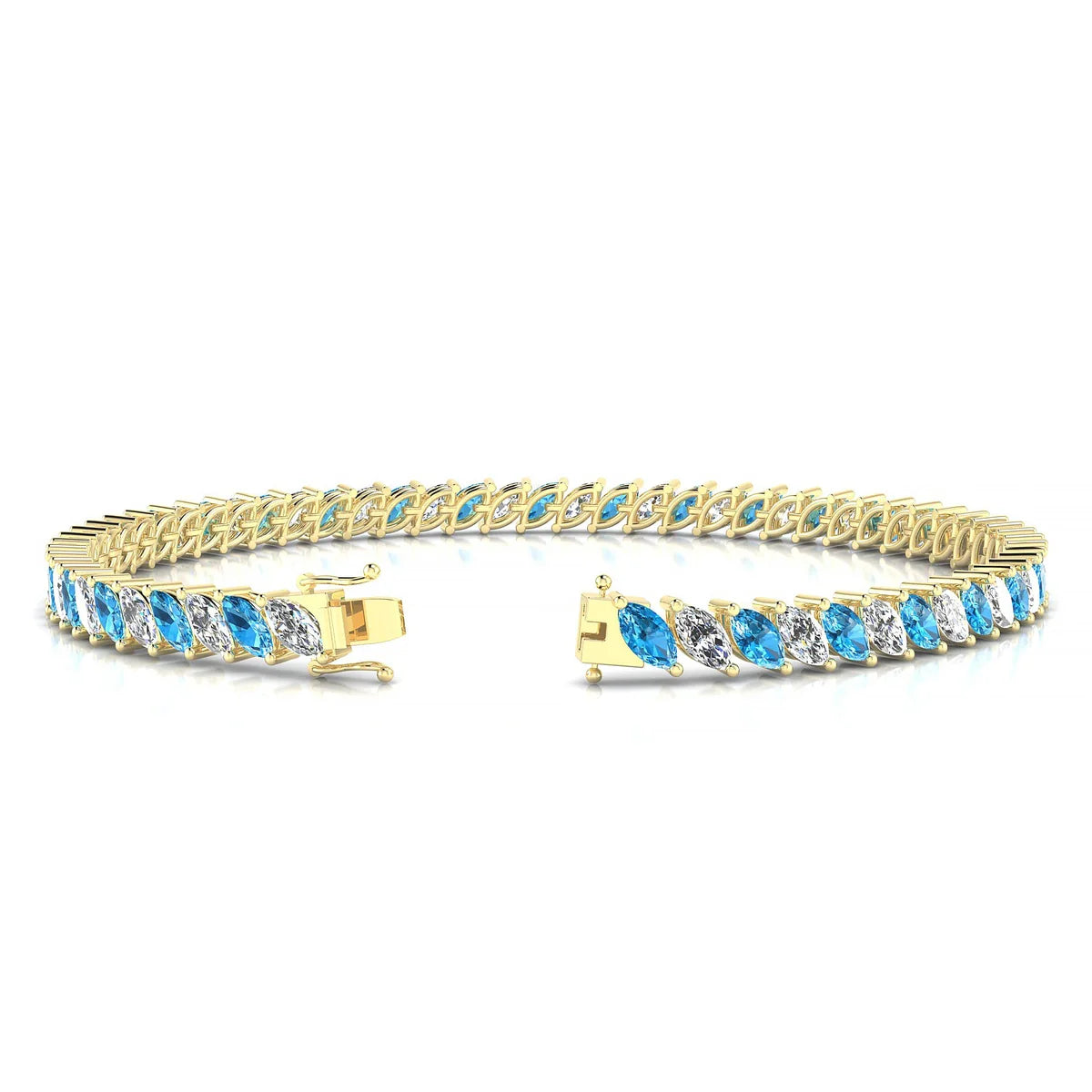 Nile 1-1 | 18k Yellow Gold 5 x 2.5 mm Marquise Natural Topaz Tennis Bracelet