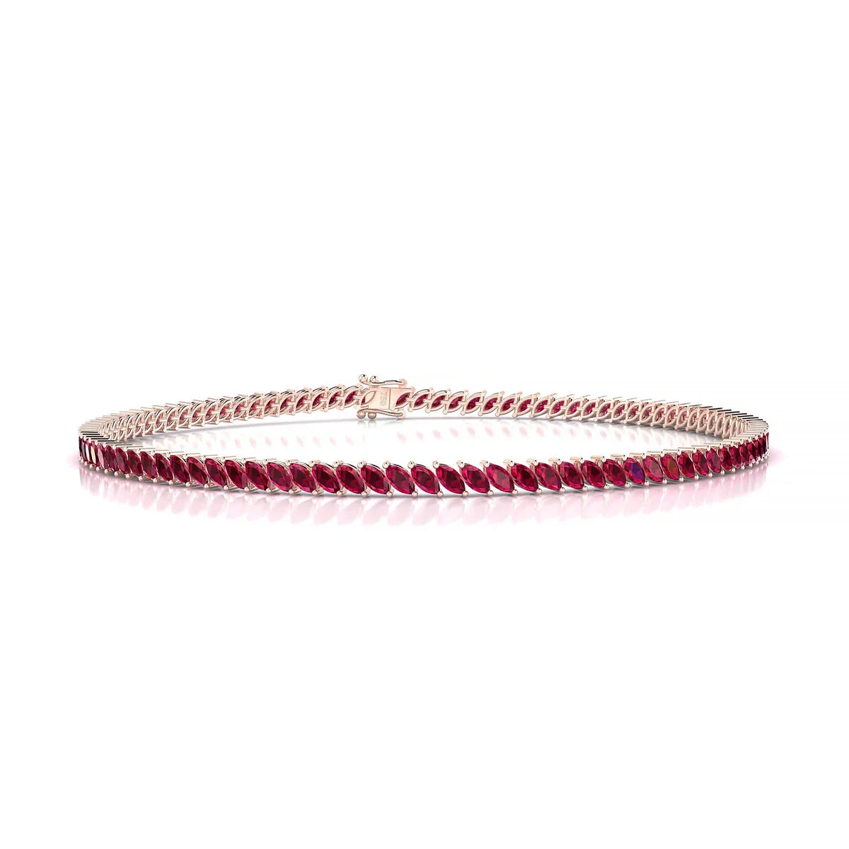 Nile | 18k Rose Gold 3 x 1.5 mm Marquise Natural Ruby Tennis Bracelet