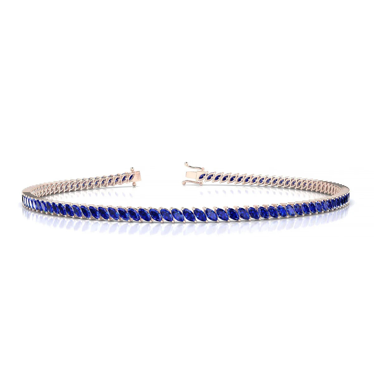 Nile | 18k Rose Gold 3 x 1.5 mm Marquise Natural Sapphire Tennis Bracelet