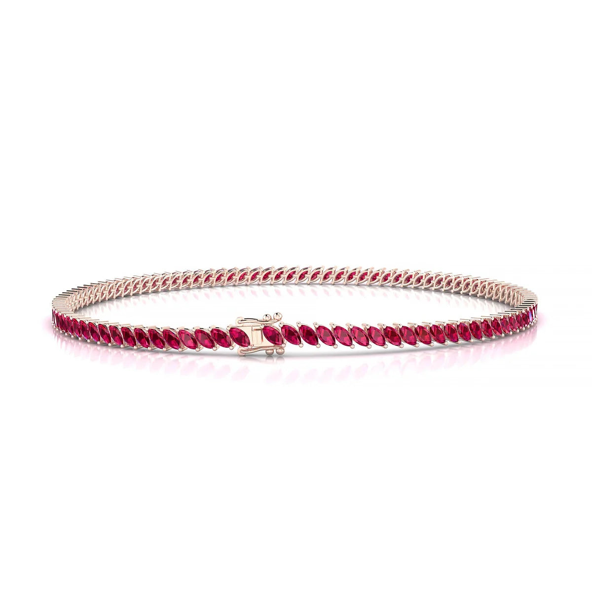 Nile | 18k Rose Gold 3 x 1.5 mm Marquise Natural Ruby Tennis Bracelet