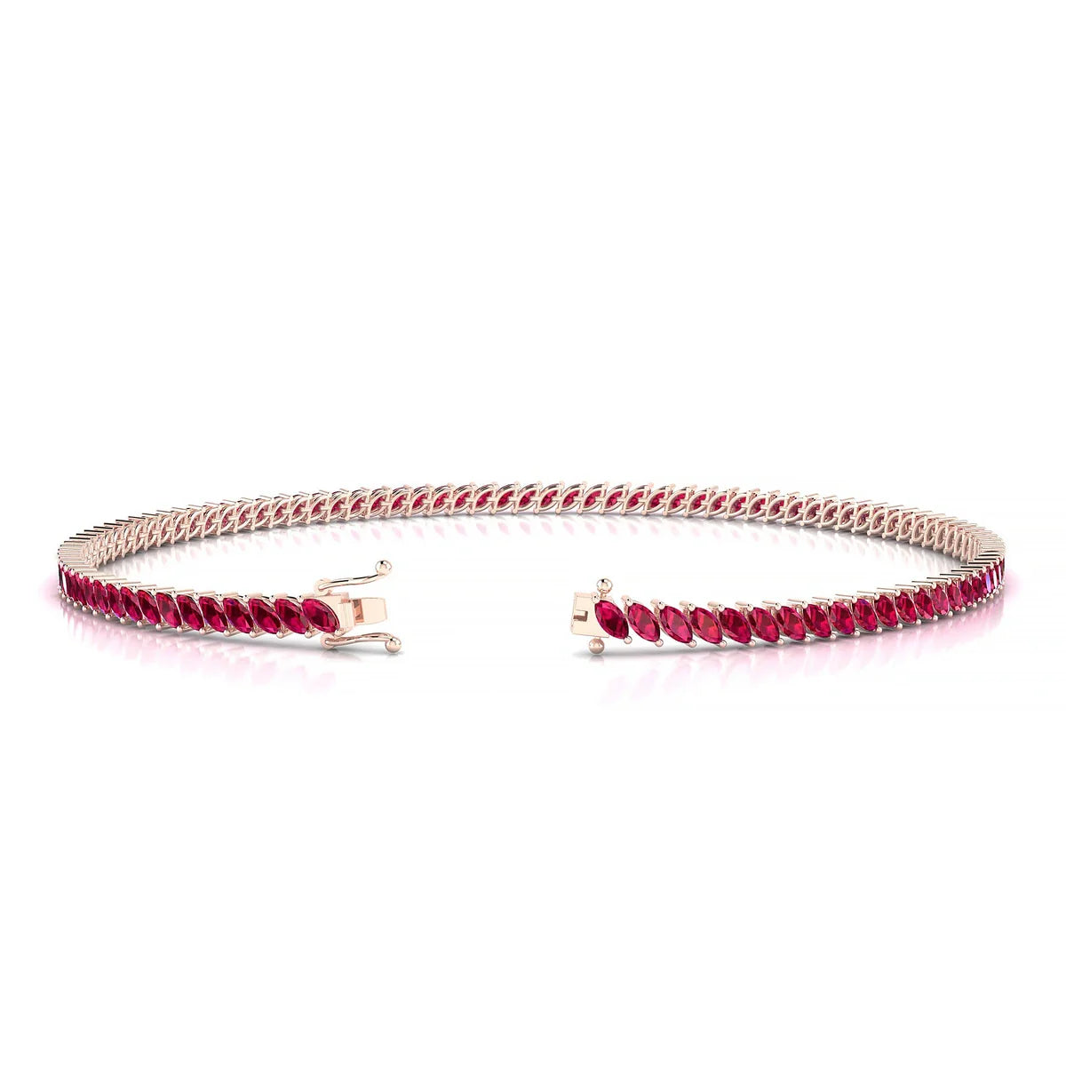 Nile | 18k Rose Gold 3 x 1.5 mm Marquise Natural Ruby Tennis Bracelet