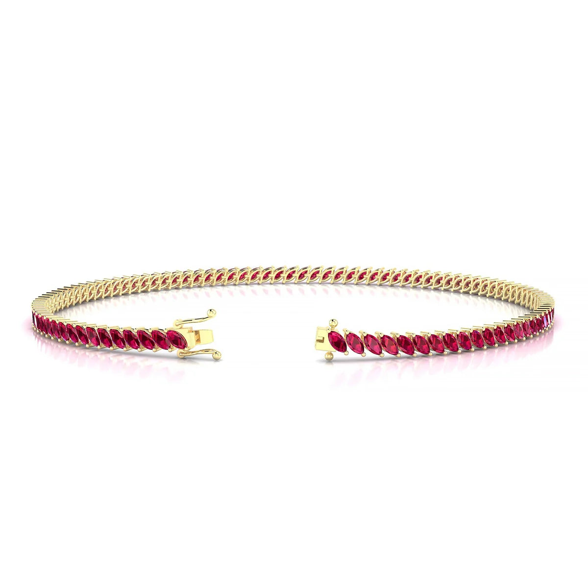 Nile | 18k Yellow Gold 3 x 1.5 mm Marquise Natural Ruby Tennis Bracelet