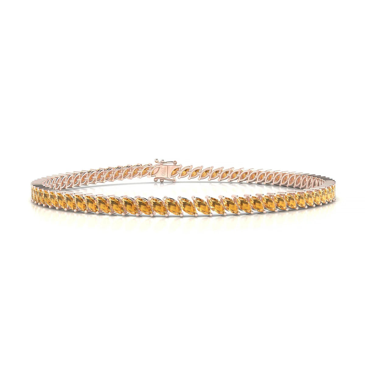 Nile | 18k Rose Gold 4 x 2 mm Marquise Natural Citrine Tennis Bracelet
