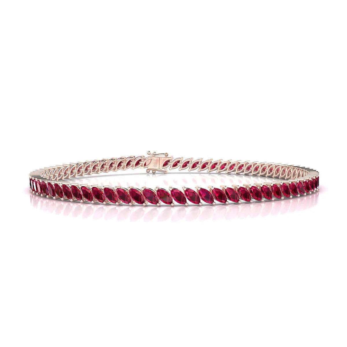 Nile | 18k Rose Gold 4 x 2 mm Marquise Natural Ruby Tennis Bracelet
