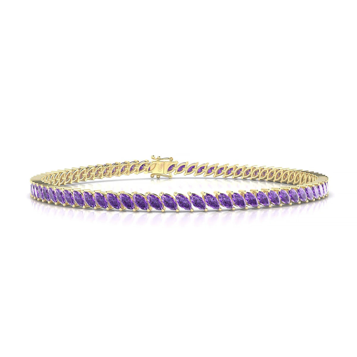 Nile | 18k Yellow Gold 4 x 2 mm Marquise Natural Amethyst Tennis Bracelet