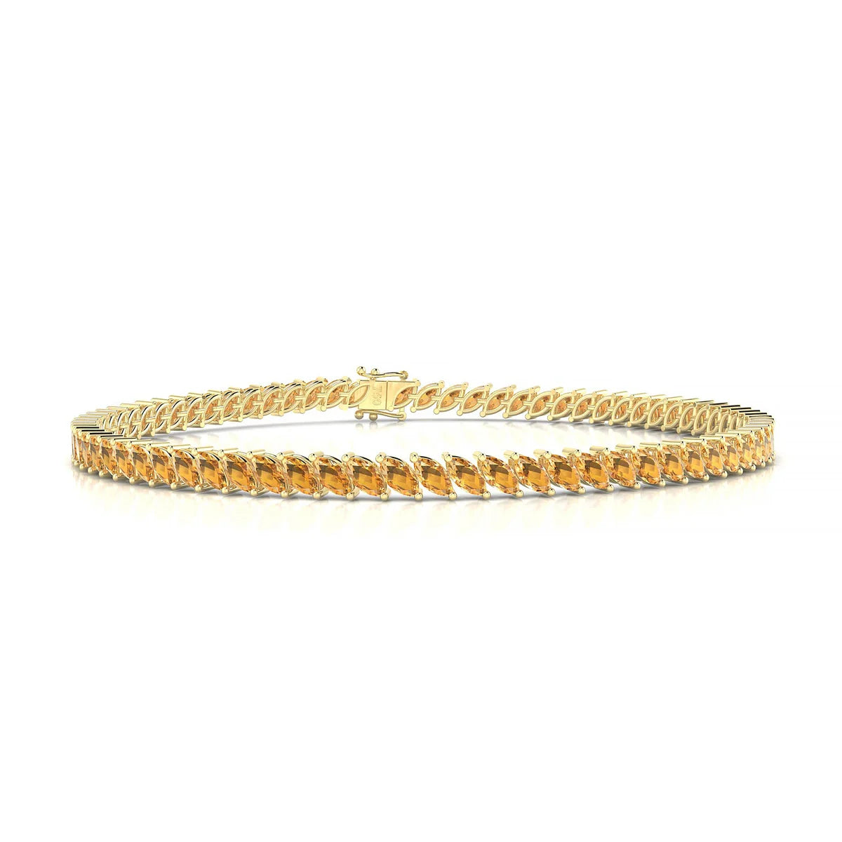 Nile | 18k Yellow Gold 4 x 2 mm Marquise Natural Citrine Tennis Bracelet