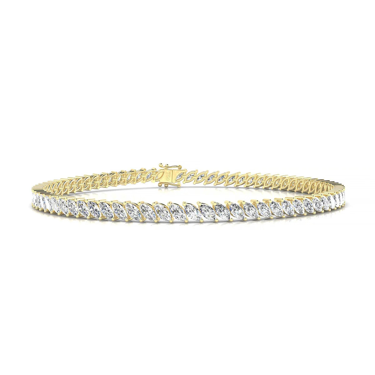 Nile | 18k Yellow Gold 4 x 2 mm Marquise Natural Diamond Tennis Bracelet