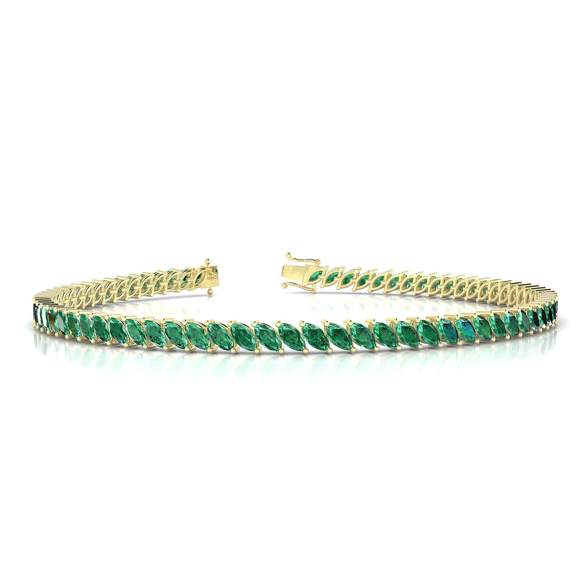 Nile | 18k Yellow Gold 4 x 2 mm Marquise Natural Emerald Tennis Bracelet