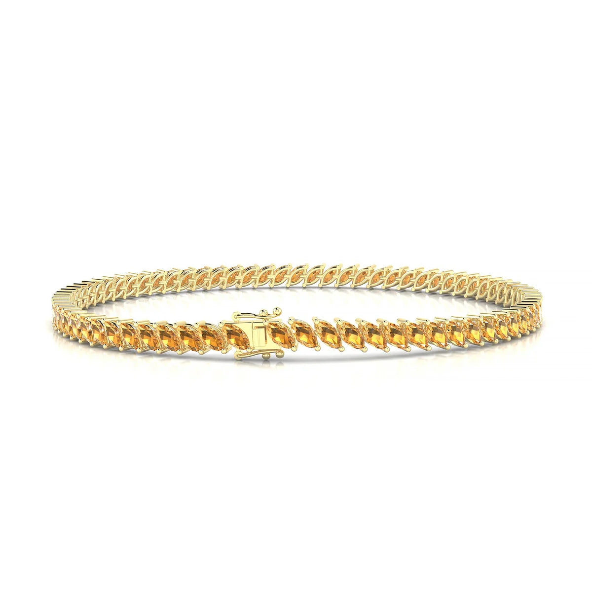 Nile | 18k Yellow Gold 4 x 2 mm Marquise Natural Citrine Tennis Bracelet