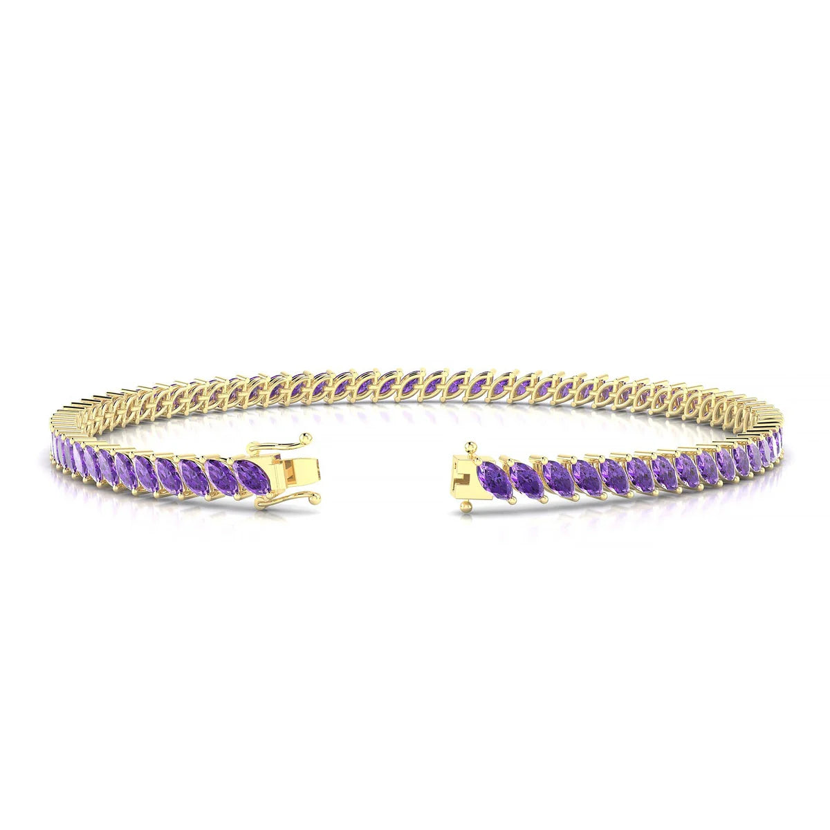 Nile | 18k Yellow Gold 4 x 2 mm Marquise Natural Amethyst Tennis Bracelet
