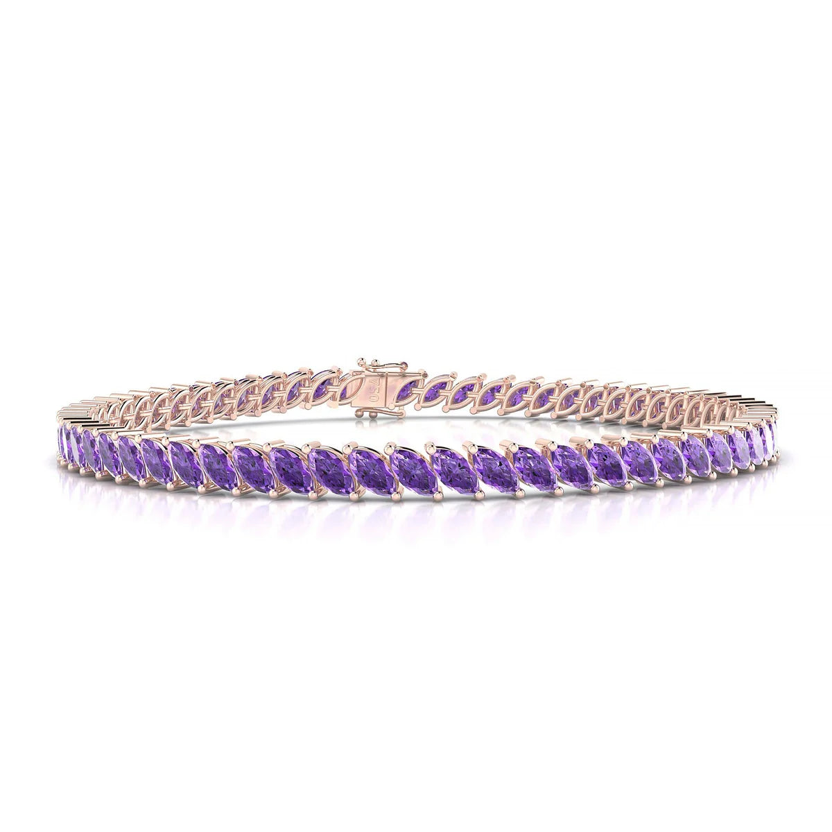 Nile | 18k Rose Gold 5 x 2.5 mm Marquise Natural Amethyst Tennis Bracelet
