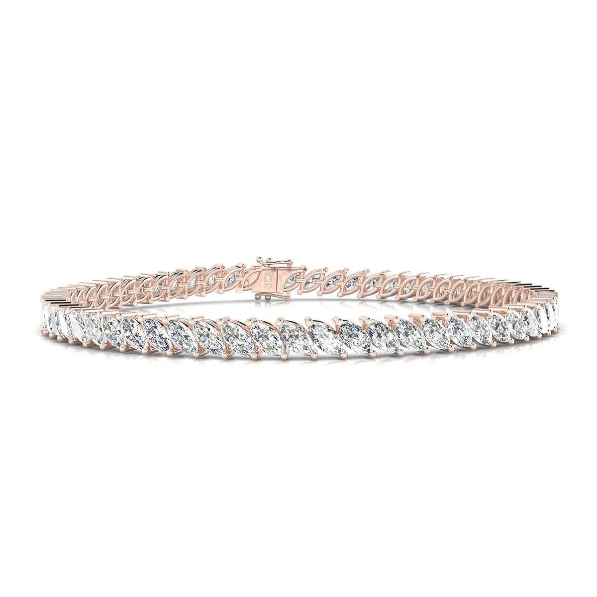 Nile | 18k Rose Gold 5 x 2.5 mm Marquise Natural Diamond Tennis Bracelet