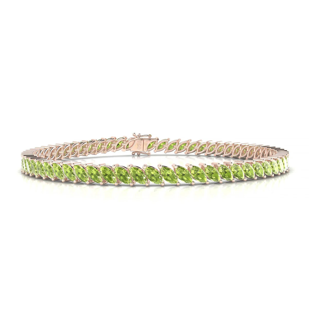 Nile | 18k Rose Gold 5 x 2.5 mm Marquise Natural Peridot Tennis Bracelet