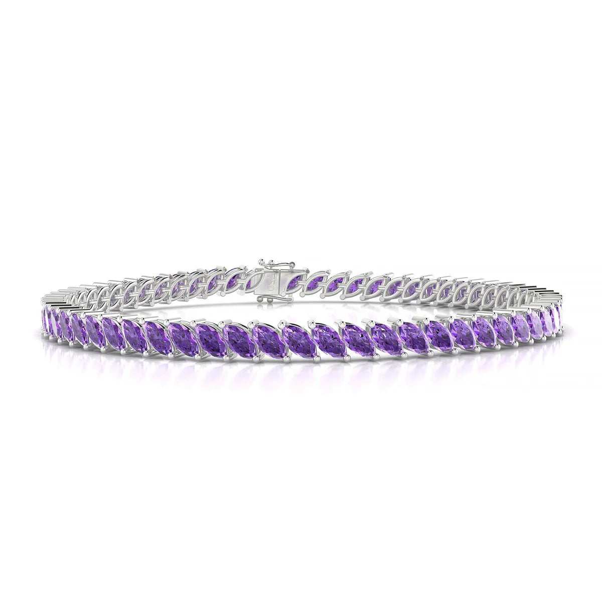 Nile | 18k White Gold 5 x 2.5 mm Marquise Natural Amethyst Tennis Bracelet