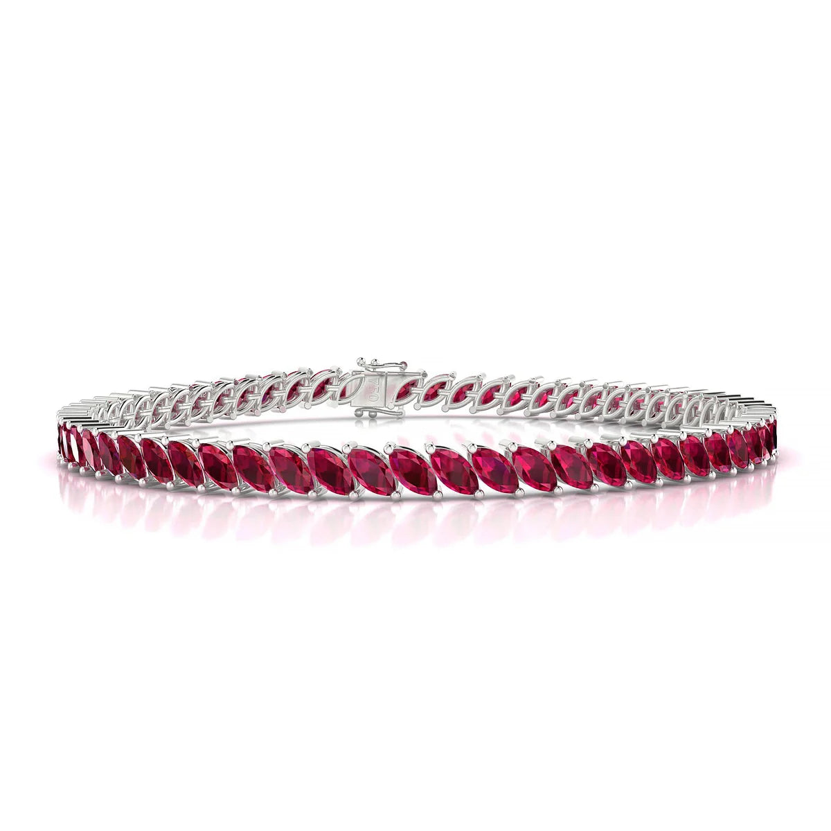 Nile | 18k White Gold 5 x 2.5 mm Marquise Natural Ruby Tennis Bracelet