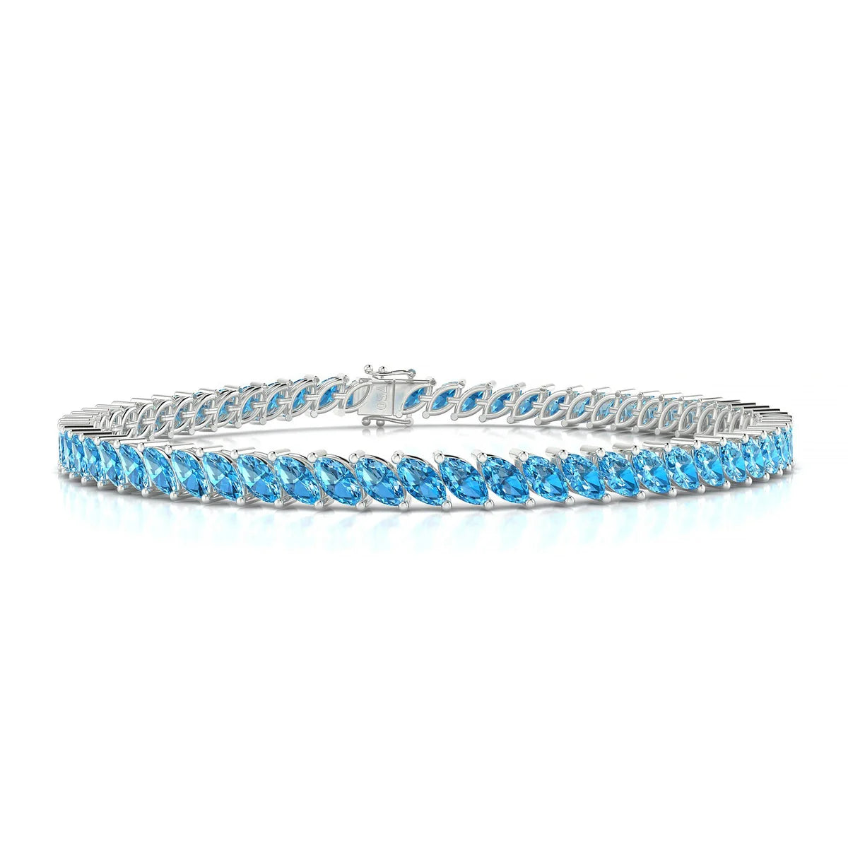 Nile | 18k White Gold 5 x 2.5 mm Marquise Natural Topaz Tennis Bracelet