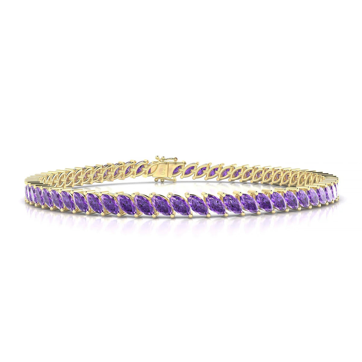 Nile | 18k Yellow Gold 5 x 2.5 mm Marquise Natural Amethyst Tennis Bracelet