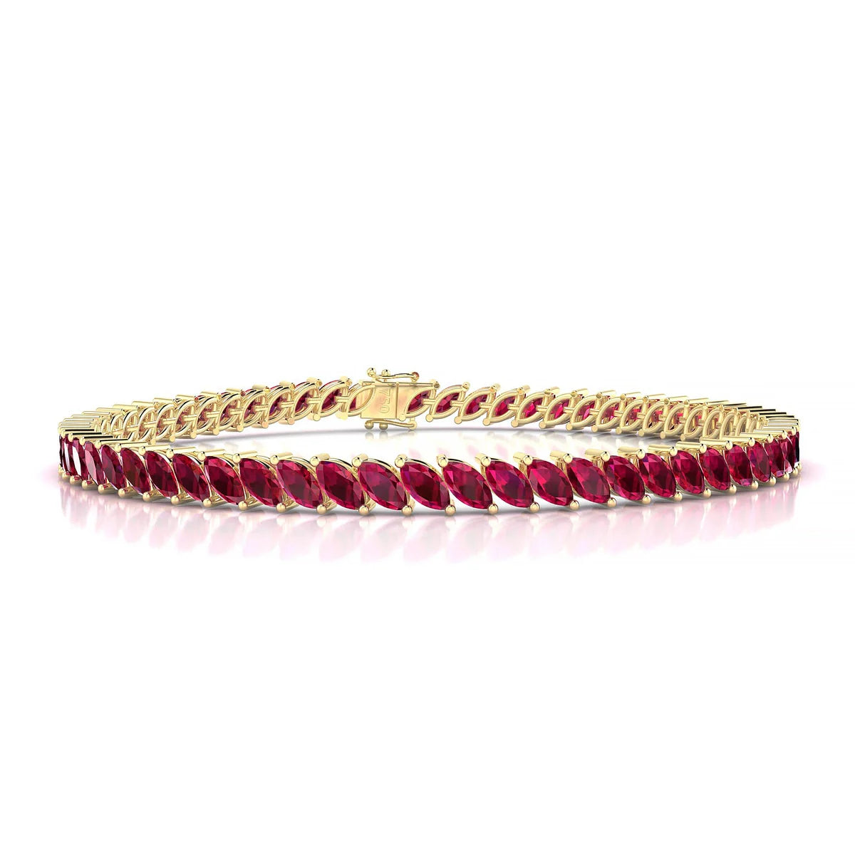 Nile | 18k Yellow Gold 5 x 2.5 mm Marquise Natural Ruby Tennis Bracelet