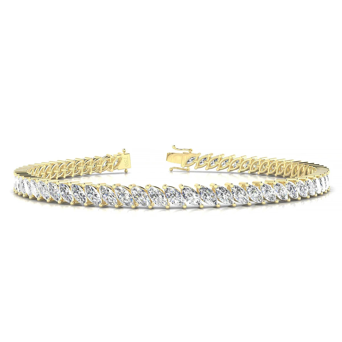 Nile | 18k Yellow Gold 5 x 2.5 mm Marquise Natural Diamond Tennis Bracelet