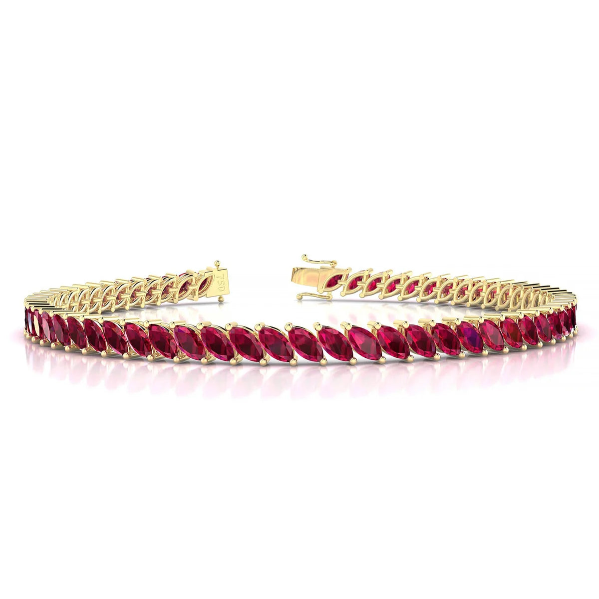 Nile | 18k Yellow Gold 5 x 2.5 mm Marquise Natural Ruby Tennis Bracelet