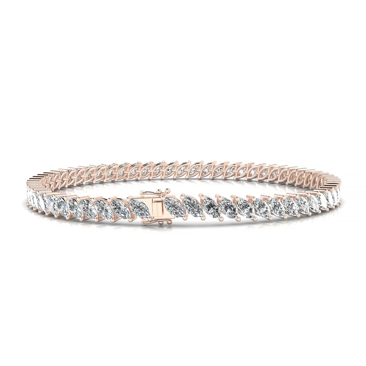Nile | 18k Rose Gold 5 x 2.5 mm Marquise Natural Diamond Tennis Bracelet