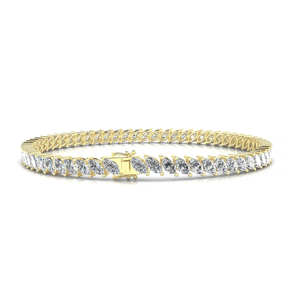 Nile | 18k Yellow Gold 5 x 2.5 mm Marquise Natural Diamond Tennis Bracelet