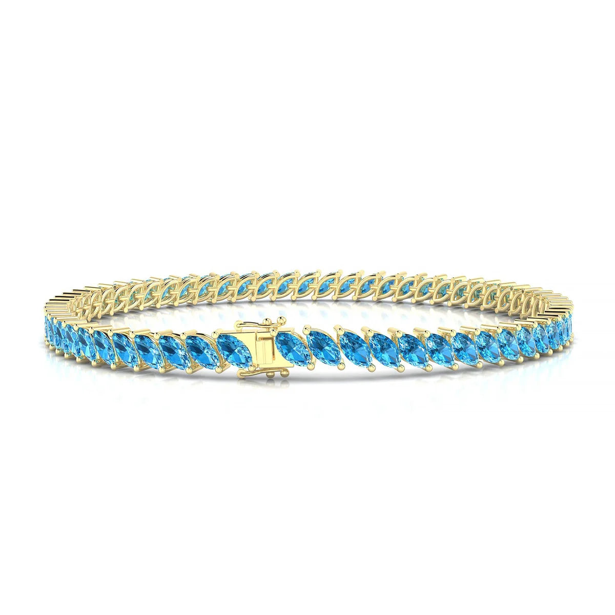 Nile | 18k Yellow Gold 5 x 2.5 mm Marquise Natural Topaz Tennis Bracelet
