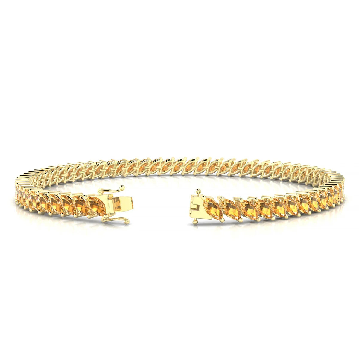 Nile | 18k Yellow Gold 5 x 2.5 mm Marquise Natural Citrine Tennis Bracelet