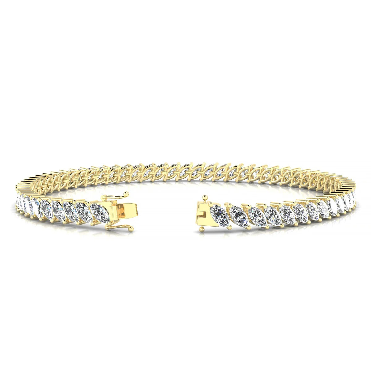 Nile | 18k Yellow Gold 5 x 2.5 mm Marquise Natural Diamond Tennis Bracelet