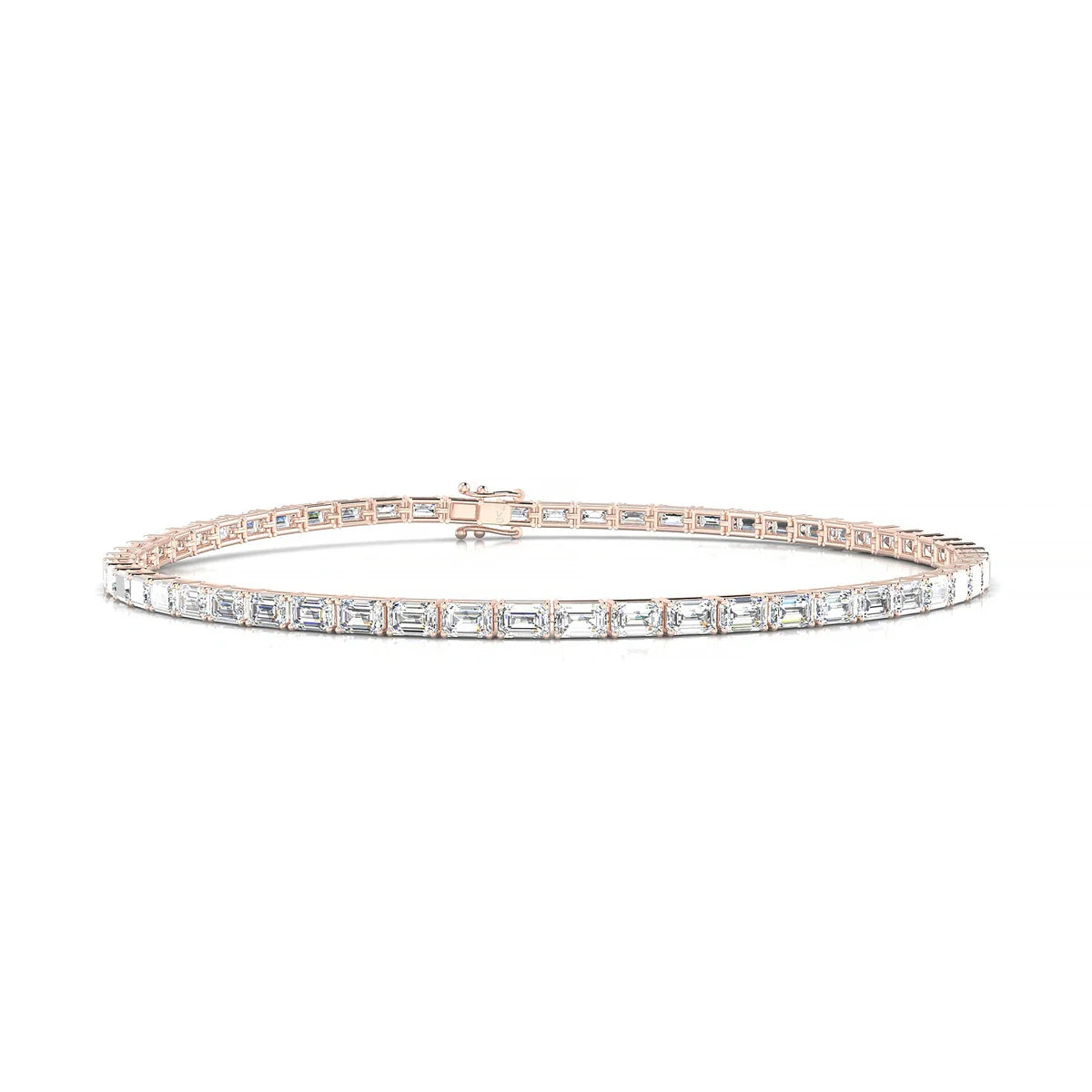 Ozu | 18k Rose Gold 3 x 2 mm Emerald Natural Diamond Tennis Bracelet