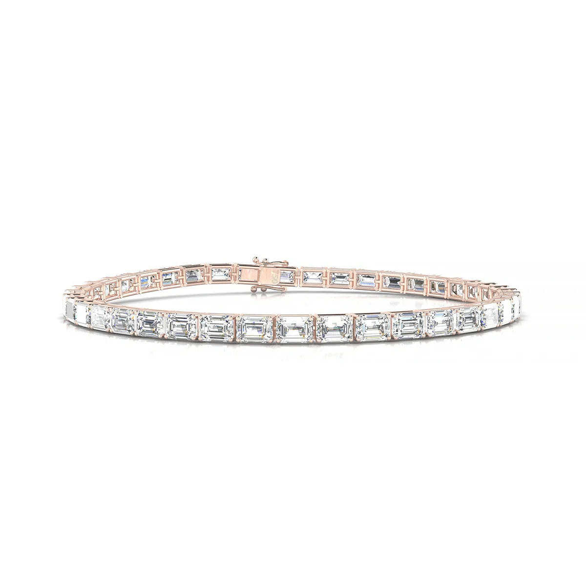 Ozu | 18k Rose Gold 4.1 x 2.9 mm Emerald Natural Diamond Tennis Bracelet