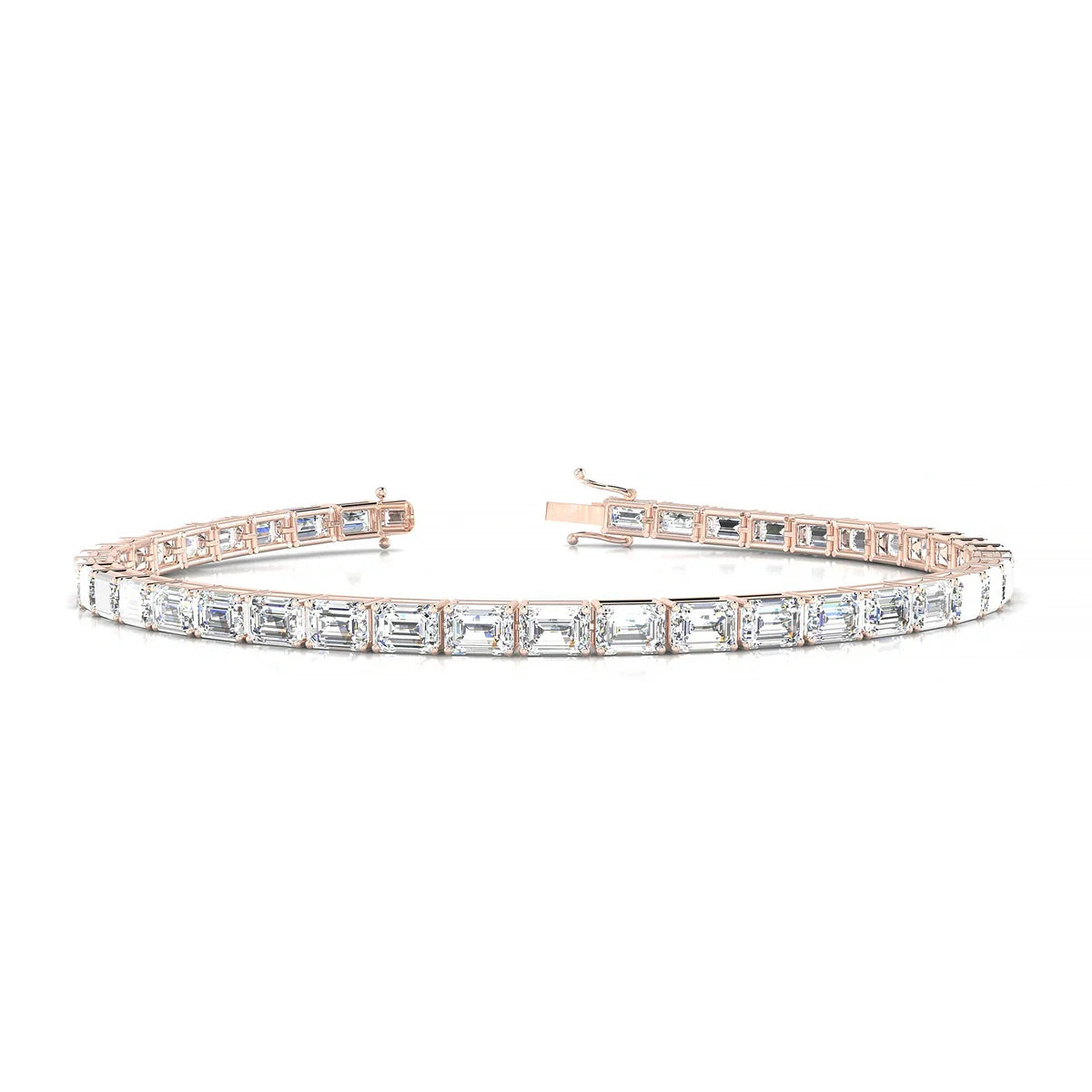 Ozu | 18k Rose Gold 4.1 x 2.9 mm Emerald Natural Diamond Tennis Bracelet