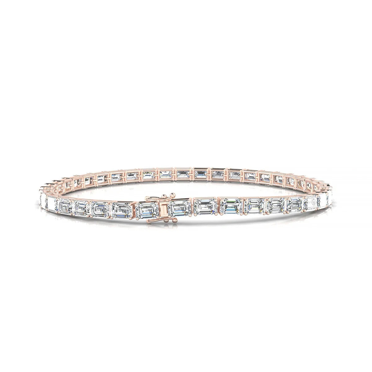 Ozu | 18k Rose Gold 4.1 x 2.9 mm Emerald Natural Diamond Tennis Bracelet