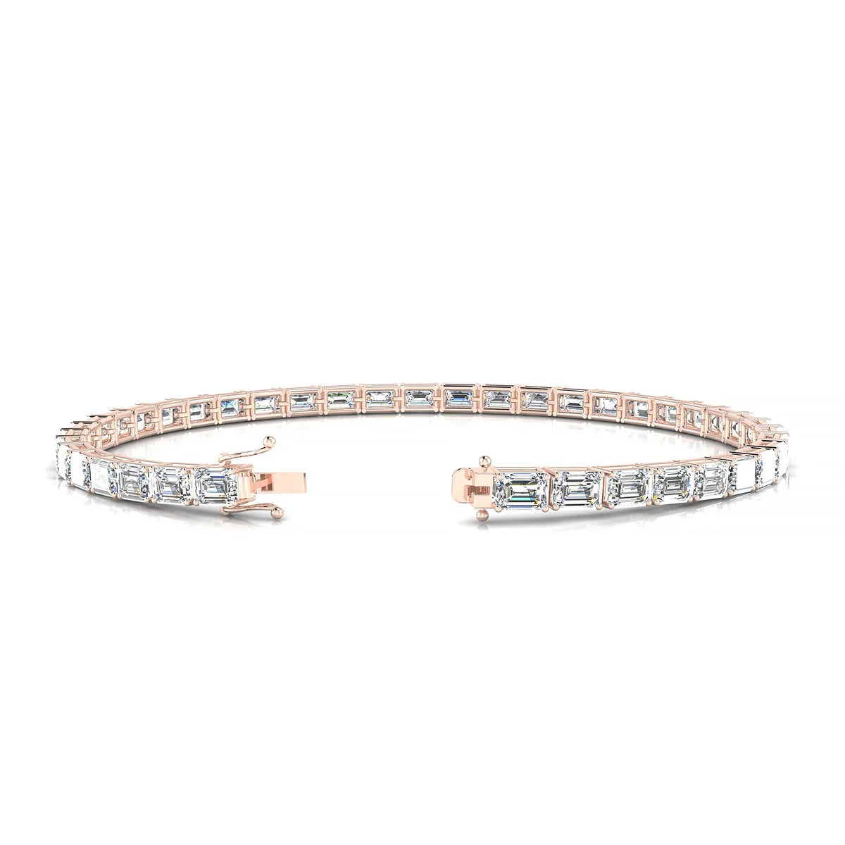 Ozu | 18k Rose Gold 4.1 x 2.9 mm Emerald Natural Diamond Tennis Bracelet