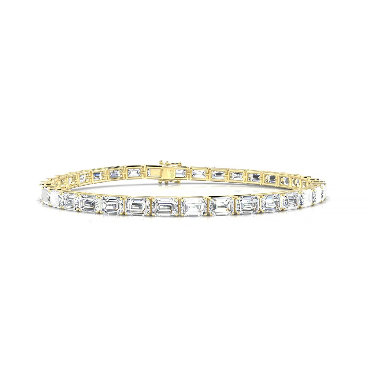 Ozu | 18k Yellow Gold 4.6 x 3.2 mm Emerald Natural Diamond Tennis Bracelet