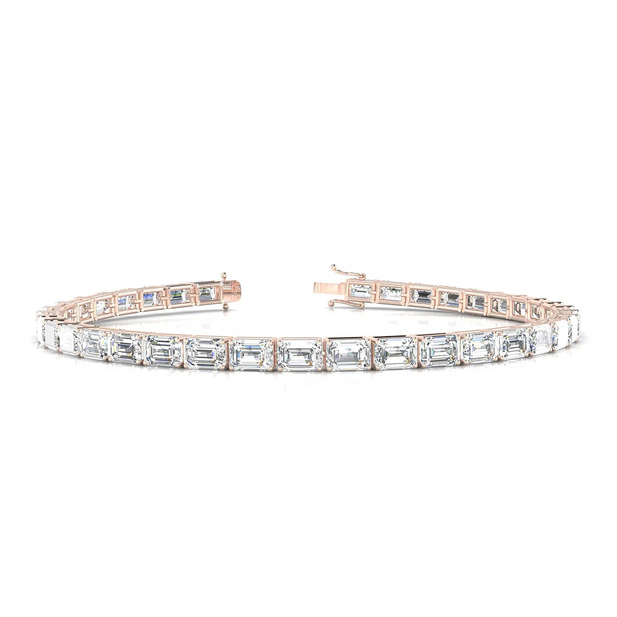 Ozu | 18k Rose Gold 4.6 x 3.2 mm Emerald Natural Diamond Tennis Bracelet