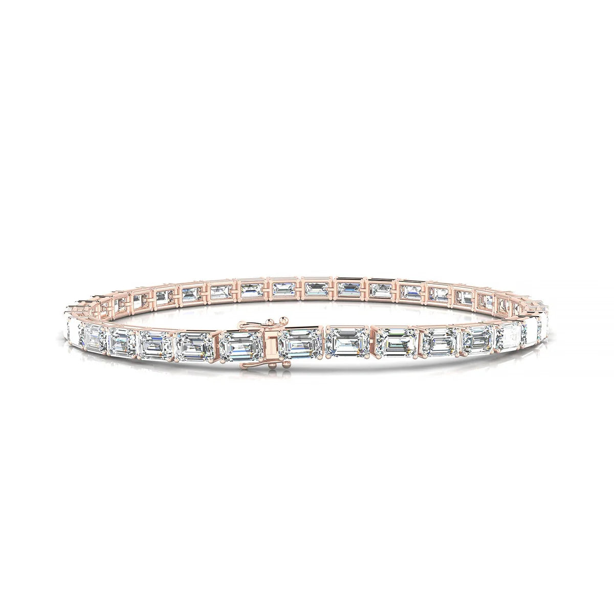 Ozu | 18k Rose Gold 4.6 x 3.2 mm Emerald Natural Diamond Tennis Bracelet