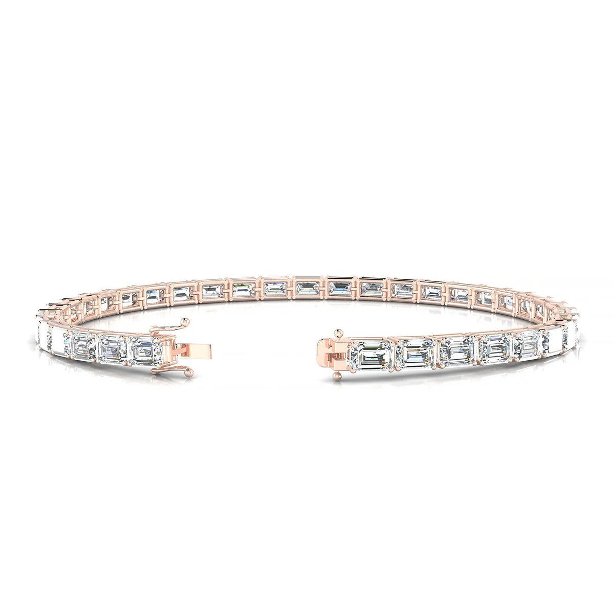 Ozu | 18k Rose Gold 4.6 x 3.2 mm Emerald Natural Diamond Tennis Bracelet