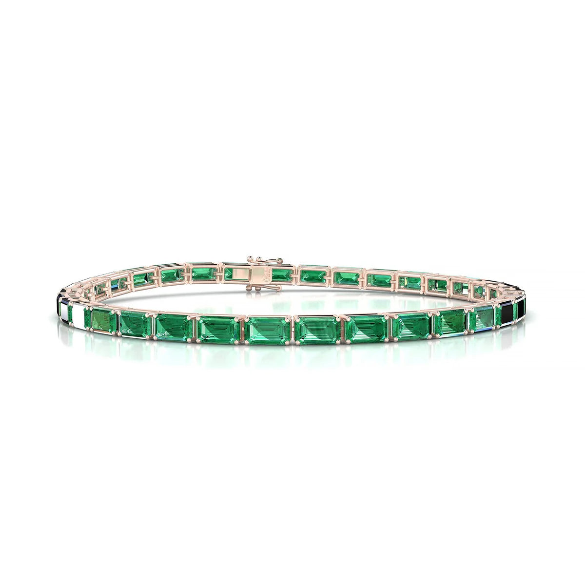 Ozu | 18k Rose Gold 5 x 3 mm Emerald Natural Emerald Tennis Bracelet