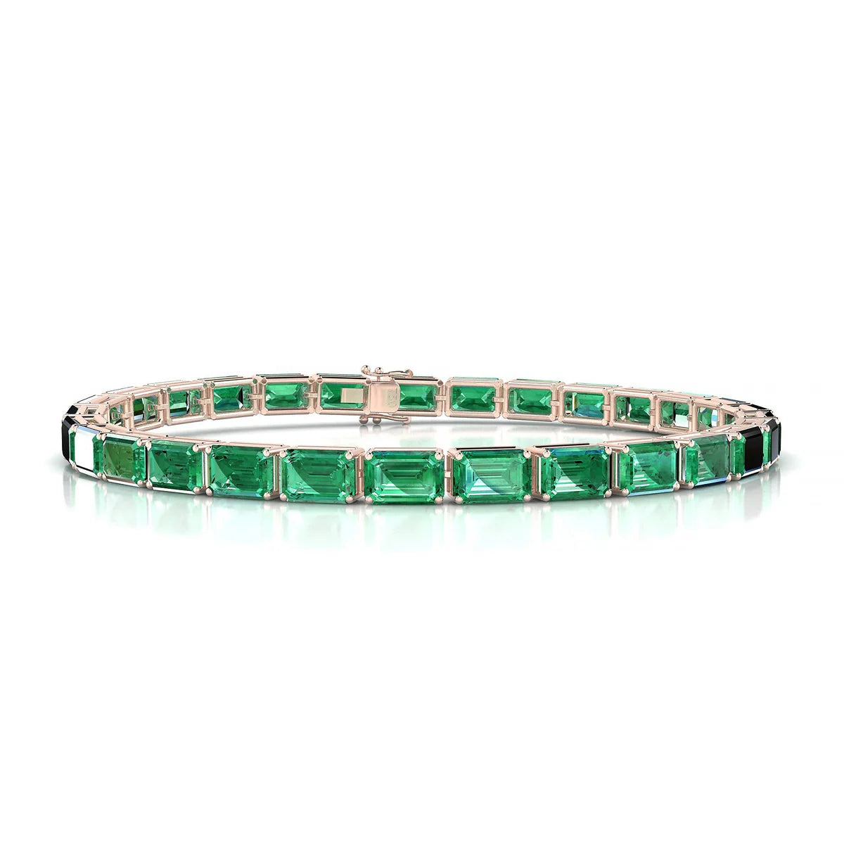 Ozu | 18k Rose Gold 6 x 4 mm Emerald Natural Emerald Tennis Bracelet