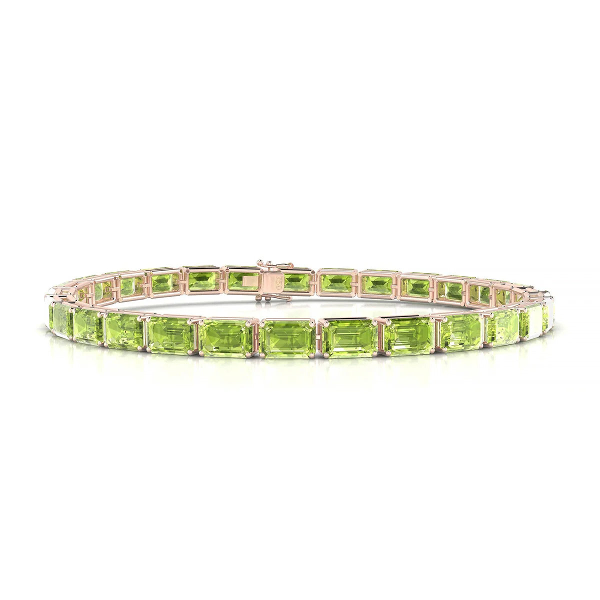 Ozu | 18k Rose Gold 6 x 4 mm Emerald Natural Peridot Tennis Bracelet