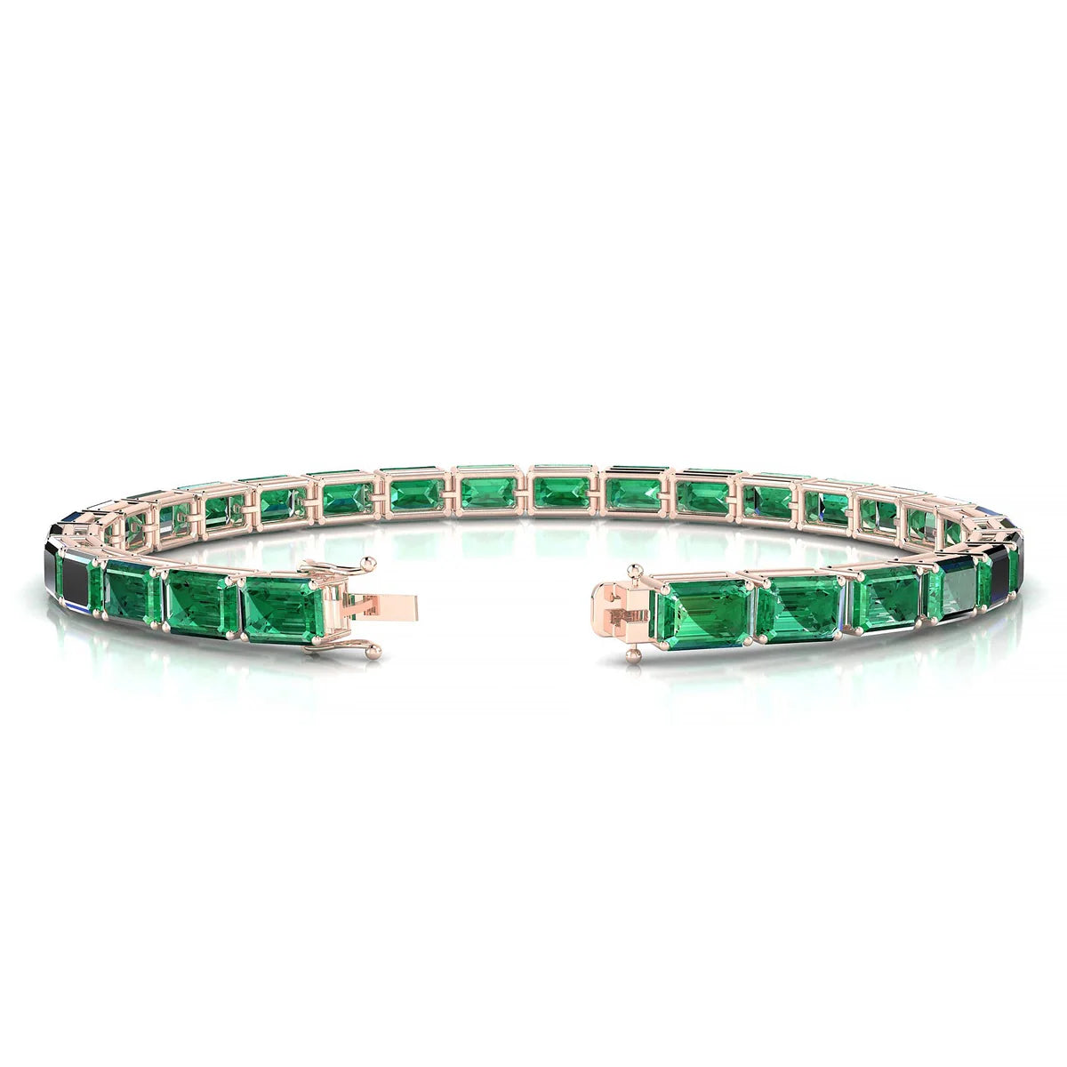 Ozu | 18k Rose Gold 6 x 4 mm Emerald Natural Emerald Tennis Bracelet