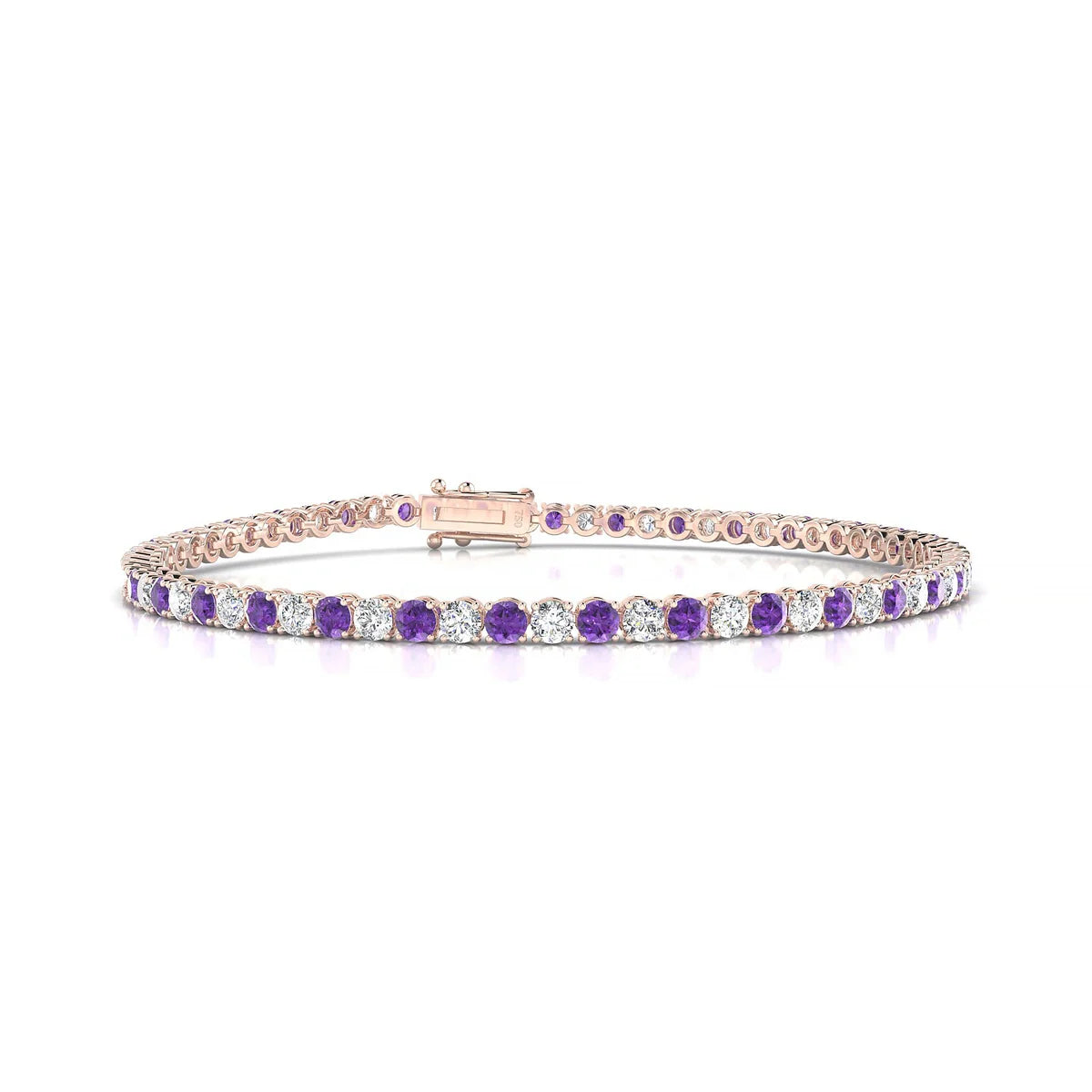 Palazzo 1-1 | 18k Rose Gold 2.5 mm Round Natural Amethyst Tennis Bracelet
