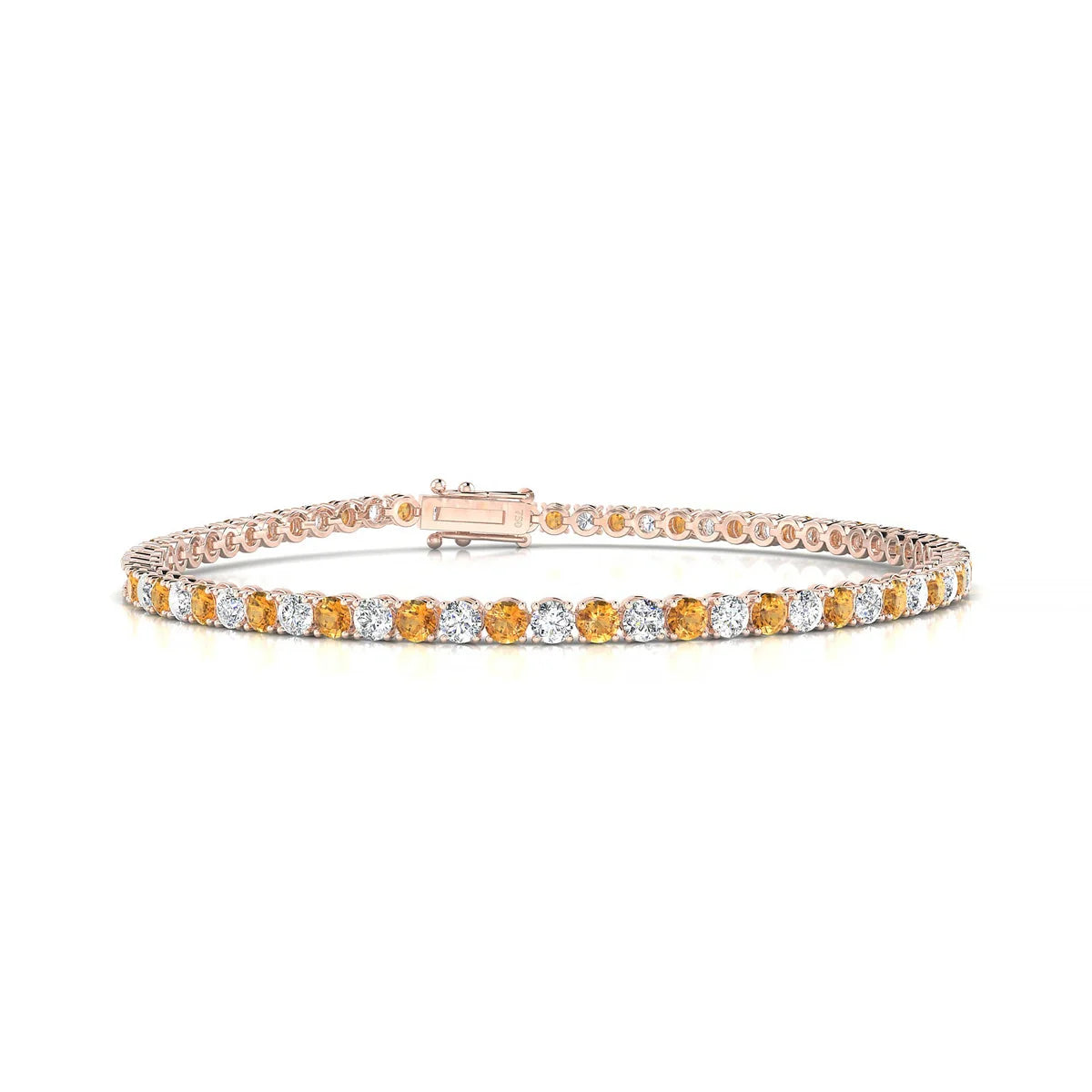 Palazzo 1-1 | 18k Rose Gold 2.5 mm Round Natural Citrine Tennis Bracelet