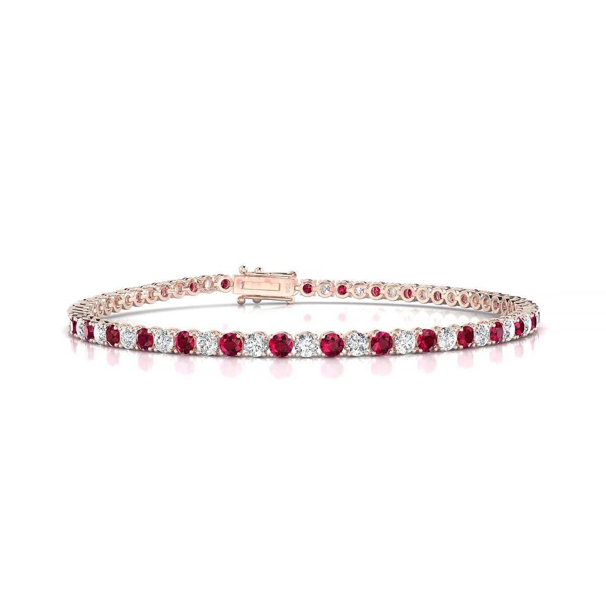 Palazzo 1-1 | 18k Rose Gold 2.5 mm Round Natural Ruby Tennis Bracelet