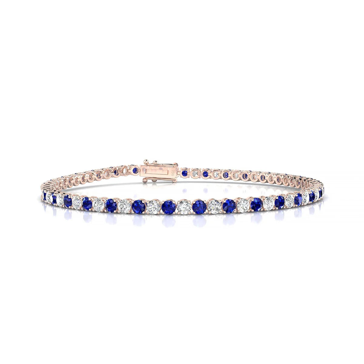 Palazzo 1-1 | 18k Rose Gold 2.5 mm Round Natural Sapphire Tennis Bracelet